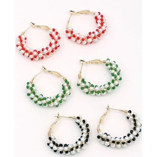 C-shaped exquisite handmade crystal Female jewelry gift genuine natural white freshwater pearl gold filled earring hoop