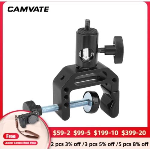 CAMVATE Universal C-Clamp With 1/4" & 3/8" Thread Screw Adapter & Light Stand Head Adapter For Monitor/Video Light/LCD Mounting