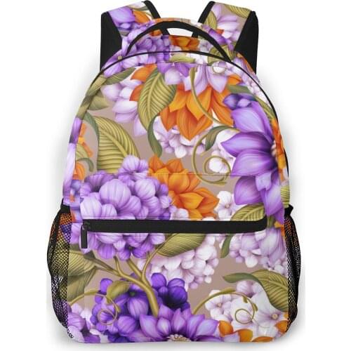 2021 OLN Travel Backpacks Floral Pattern Girl Backpack For Women Large Capacity School Bag For Teenage