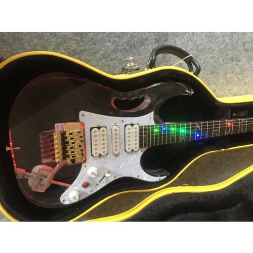 Electric guitar / acrylic multi color light LED light changeable light + yellow guitar box / China Electric Guitar