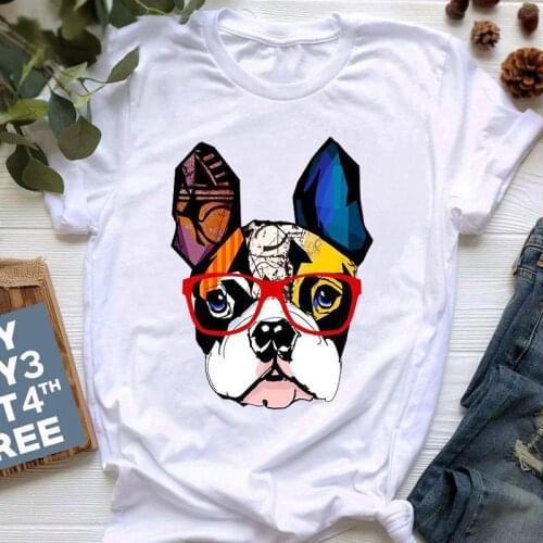 French Bulldog T Shirt Women Cute Cartoon Pit Bull Tee Shirt Summer Female Top Clothing France Shepherd Short Sleeve T-shirts