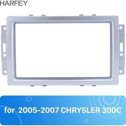Harfey 2 DIN Silver Car Radio Fascia Panel for 2005 2006 2007 CHRYSLER 300C Trim kit surrounded Frame 173*98/ 178*100/ 178*102mm