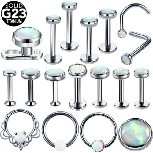 1PC Titanium OP17 Labret Nostril Piercing Nose Septum Rings Ear Cartilage Tragus Ball Closure Rings Dermal Anchor Unisex Jewelry