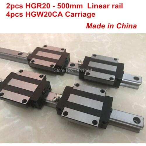 HGR20 linear guide: 2pcs HGR20 - 500mm + 4pcs HGW20CA linear block carriage CNC parts