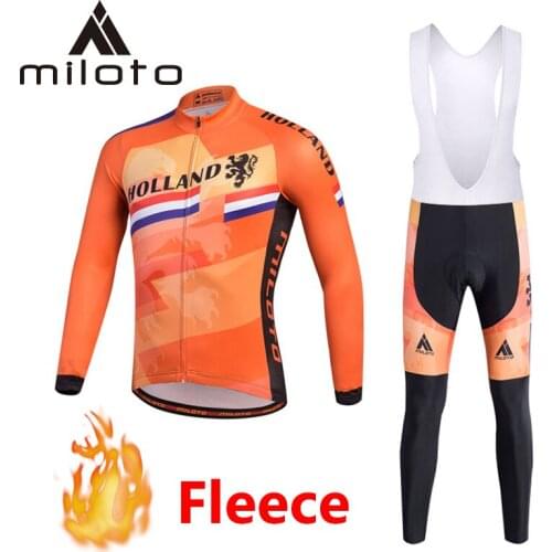 MILOTO 2019 long cycling jersey suits winter thermal fleece cycling suits riding bike dress uniformes ciclismo bicycle clothing