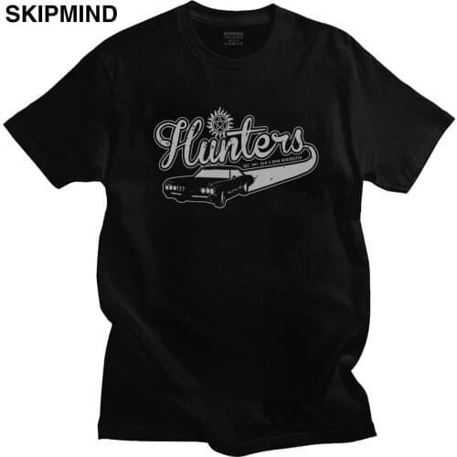 Fashion Mens Supernatural Hunters T-Shirts Short Sleeved Crewneck Cotton Tshirt Leisure TV Tee Tops Old School T Shirt Clothes