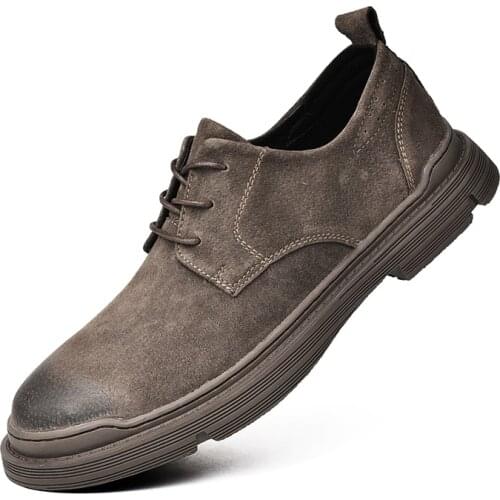 New Fashion Casual Shoes Suede Leather Lace Up Mens Shoes Brand Business Oxfords For Men Retro Leisure Walk Adulto Man Flats