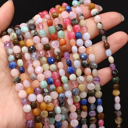 Natural Semi-precious Stone Oblate Section Beads Colourful 6mm For DIY Necklace Earrings Accessories Gift Length 38cm