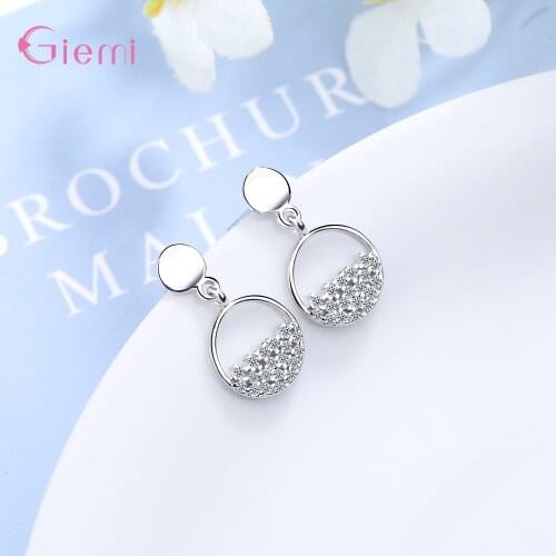 New Arrivals AAA Grade Crystal Dangle Earrings For Women Newest Genuine 925 Sterling Silver Earrings Jewelry Gift For Wife