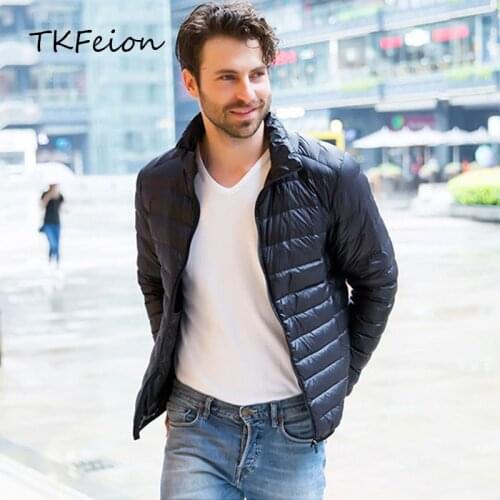 2018 Autumn Winter Men Warm Duck Down Coat Lightweight Slim Jacket Stand Collar Male Casual Outdoor Warm Parka Plus Size 3XL 4XL
