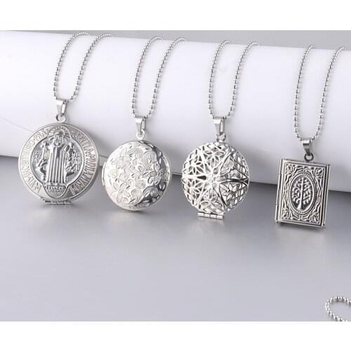 Jaymaxi Love Heart Box Necklace Round Oval Frame Can put Picture Phase DIY Pendant Necklace 20 Inch 2Pieces/lot