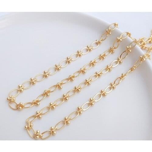 14k gold plated jewelry accessories copper chains 50cm making DIY chain necklace FPPJ FLOWERT