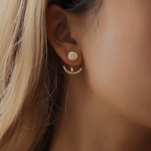 Simple sun and moon earrings sweet color preserving back hanging earrings