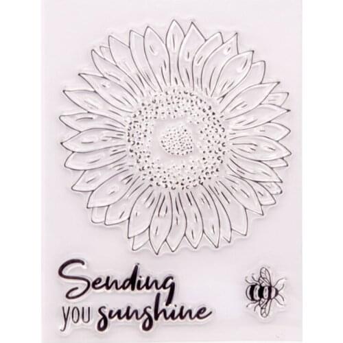 Sunflower Bee Transparent Clear Silicone Stamp Seal DIY Scrapbook Rubber Stamping Coloring Embossing Diary Decoration Reusable