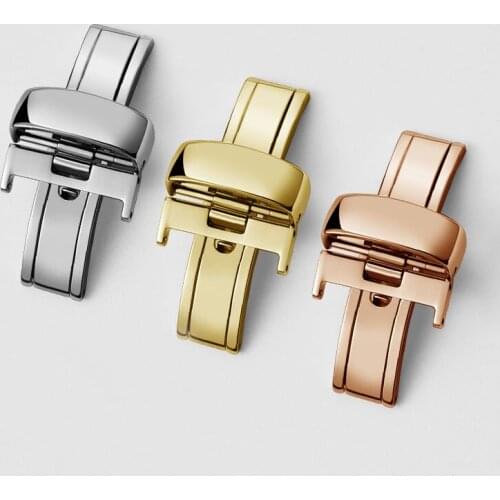 Watch Strap Butterfly Buckle For Tissot 1853 T035 Watch Band Clasp Stainless Steel Rose Gold Silver 12mm 14mm 16mm 18mm 20mm