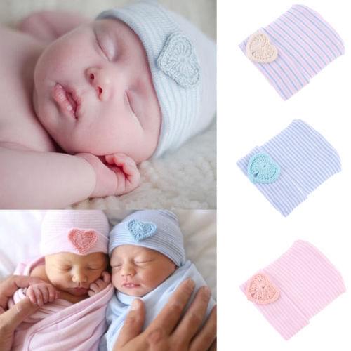 Cute Newborn Baby Infant Girl Toddler Hats Bowknot Hospital Cap Beanie Hat Striped Baby Boys Girls