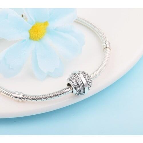 2021 New Fits Pandora Bracelet Charms Women 925 Sterling Silver Clear CZ Pave & Logo Beads for Jewelry Making Berloques