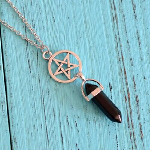 Hexagonal Column Natural Crystal Little Fairy Bullet Stone Pendant Leather Necklace For Women Jewelry Bijoux