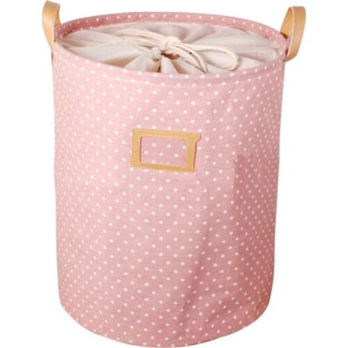 35*45CM Foldable Cotton & Linen Storage Bucket Washing Clothes Laundry Storage Basket With Handles Kids Toys Storage Basket