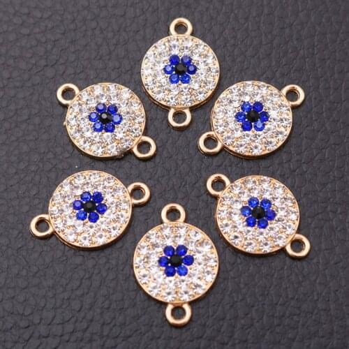 6pcs Kc Gold Color Handmade Rhinestone Flower Stamen Connectors Popular Earrings Bracelet Charms For Woman DIY Jewelry Making