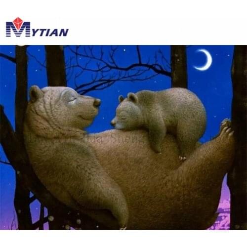 Sleeping Bears,Baby and Mommy Bear,Nap Time,DIY Diamond Painting Art Kit,Mosaic Diamond Embroidery Cross Stitch Home Decor Gift