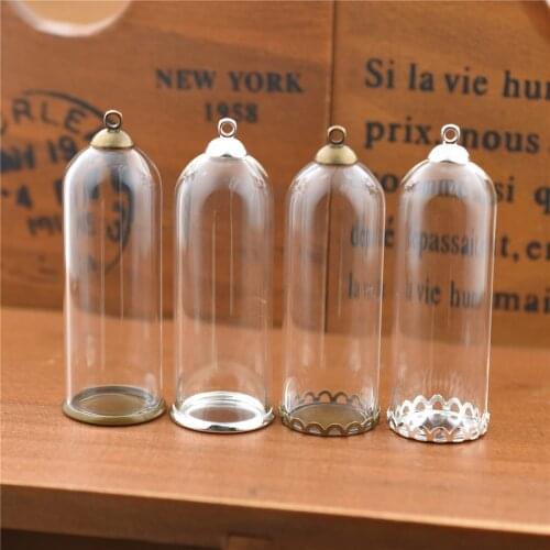 10set 50*18mm hollow glass tube with setting base beads cap set glass vials pendant glass bottle jewelry findings