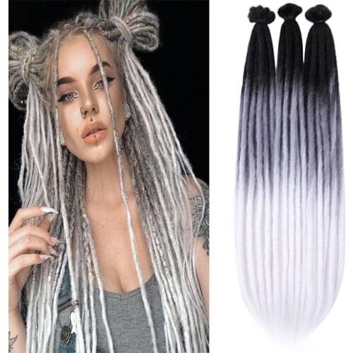 Full Star Handmade Dreadlocks Hair Extensions 22 Inch Crochet Hair Black Ombre Brown Synthetic Hair Faux Locs For Women And Men