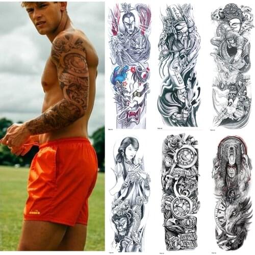 Temporary Tattoo Sticker Full Arm Large Size Fake Tattoo for Man Woman 1 Sheets