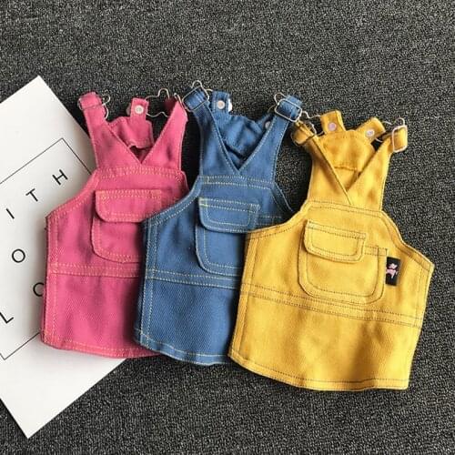 Bright color denim dog clothes pet clothes dog clothes skirt suspenders dog clothes winter puppy pet clothes dog pet clothes