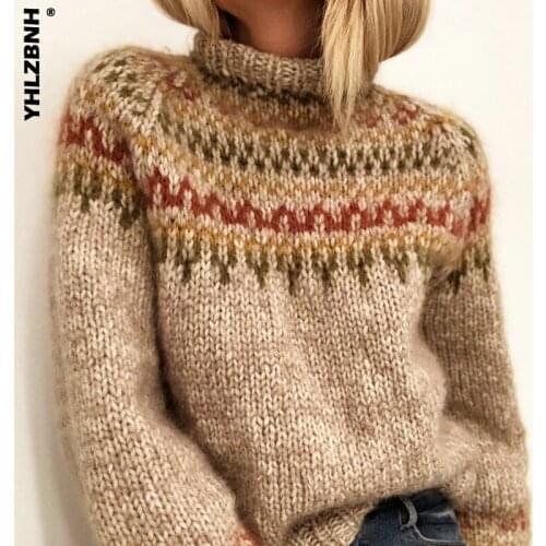 YHLZBNH Winter Warm Women Pullovers Knitted Sweater 2020 High Collar Long Sleeve Female Turtleneck Jumper Knitwear