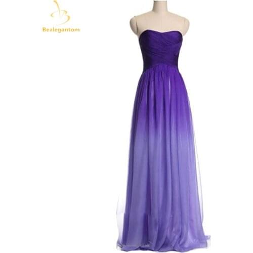 Bealegantom A-Line Purple Lilac Gradient Prom Dresses 2021 With Chiffon Plus Size Evening Party Gowns Vestido Longo QA1093