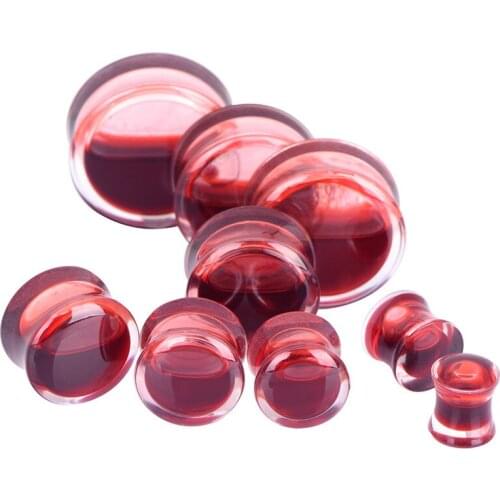 1 Pair Red Liquid Blood Ear Gauges Acrylic Ear Plug Earrings Gauges Body Piercing Jewelry Piercing Mixes 9 Size