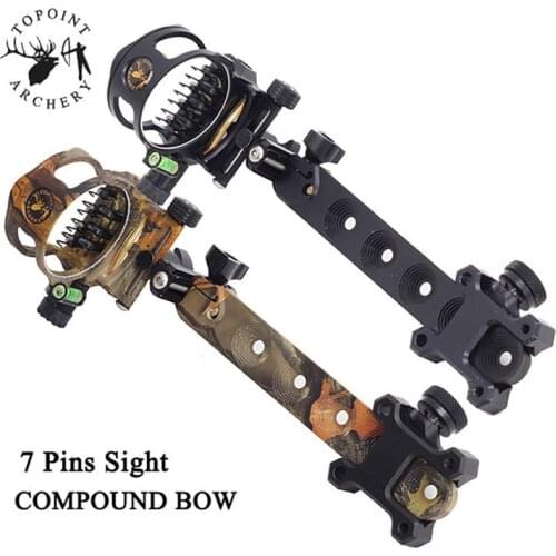 1pc Archery 7 pin Bow Sight Micro Adjust 0.019" Optic Fiber Retina Sight Fit Compound Bow Shooting Aiming Hunting Accessories