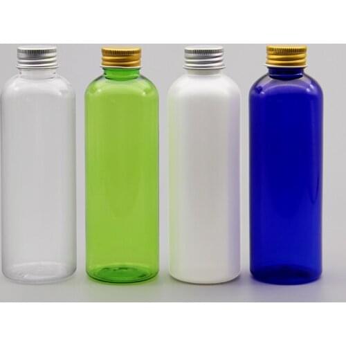 200ml empty clear shampoo lotion cosmetic bottle,plastic container with Gold Silver cap liquid soap Shower Gel travel bottle