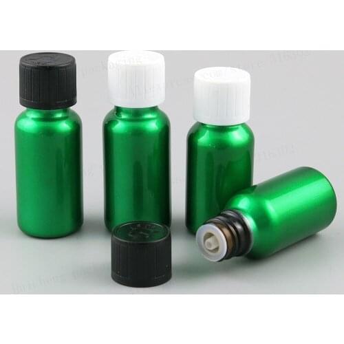 200 x 15ml 20ml Refillable Green Glass Essential Oil Bottles 1/2OZ 2/3OZ Containers With White Black Childproof cap