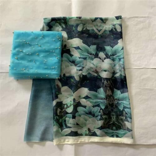 2019 New Design Fashion High Quality Printed Silk Chiffon Fabric 5 Yards And 2 Yards Of Tulle Chiffon Fabric! LXF6720