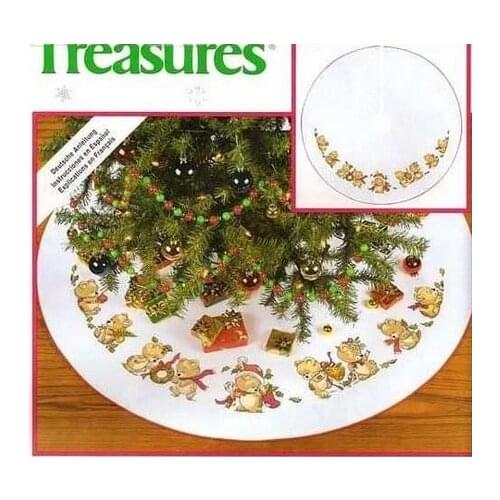 3TH Free delivery Top Quality lovely counted cross stitch kit Christmas Bear Table Skirt Cloth