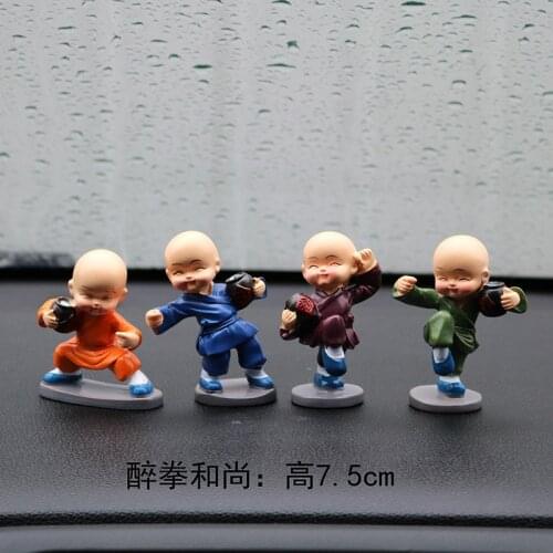 4 5Pcs/Set Monks Ornaments Home Decor Kungfu Four Little Monks Resin Crafts Ornaments For Home Decorations Figurines Car Decor
