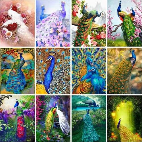 5D Diamond Painting Full Drill Square/Round Peacock Cross Stitch Diamond Embroidery Animals Home Decor Bead Picture Kits