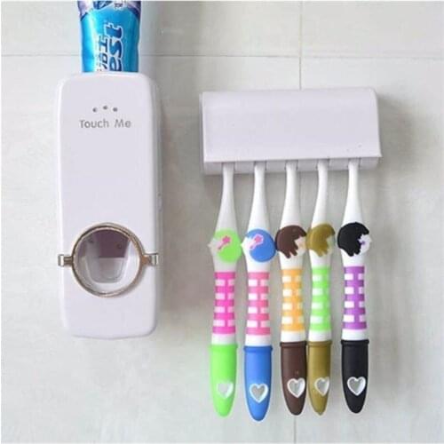 Automatic Toothpaste Squeezer And 5li Toothbrush Holder Hanger Set