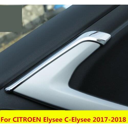 Car Interior Door Armrest Cover Trim Molding Strip Sticker Chrome Interior decoration For CITROEN Elysee C-Elysee 2017-2018