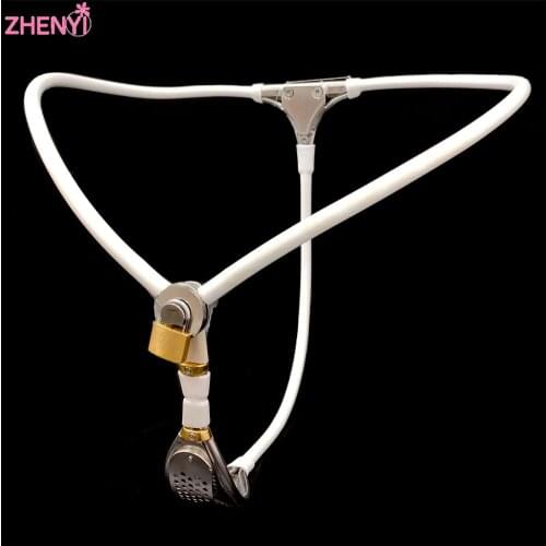 White Female Fetish Lock Restraint Device Sex Toy Womens Stainless Steel Chastity Belt Binding Restraint Female Chastity Lock