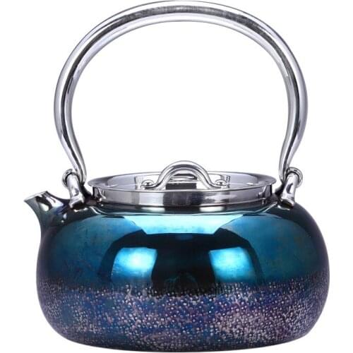 Teapot, kettle, hot water teapot, iron teapot, stainless steel kettle, tea bowl, 900ml capacity, handmade S999 sterling silver t