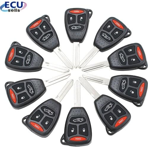 10PCS X REMOTE KEY SHELL CASE 3+1 BUTTONS WITH Rubber Button Pad FOR CHRYSLER DODGE JEEP