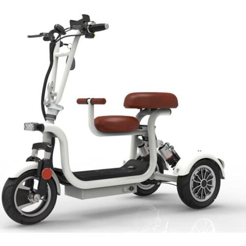 New Electric Tricycle 3 Wheel Electric Bicycle 10 Inch 400W 48V 60KM Portable Parent Child Electric Scooter