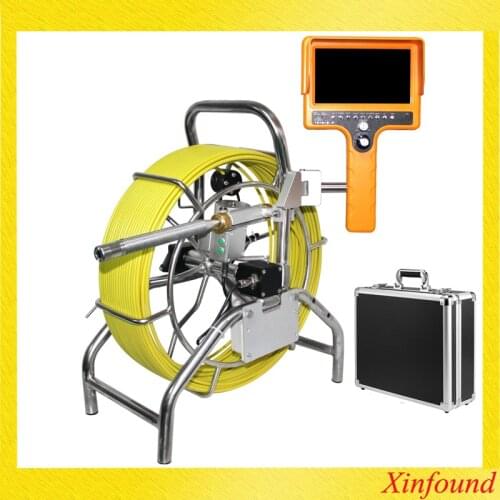 Pan Tilt Rotate Pipe Drain Sewer Duct Video Inspection Camera System W/50mm Camera Meter Counter 9inch Touch Screen Monitor 60m