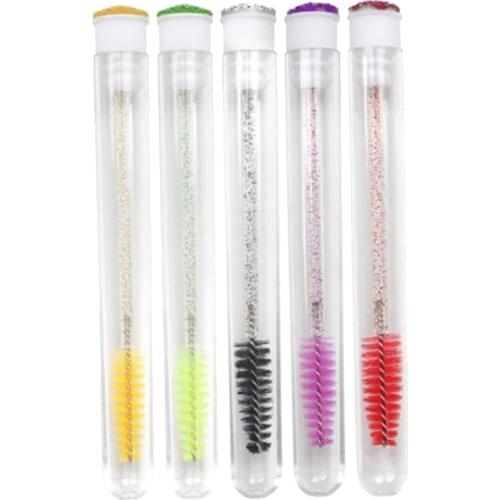 5Pcs Disposable Mascara Brushes Diamond Eyelash Makeup Brush Mascara Wand in Sanitary Tube Lash Supplies