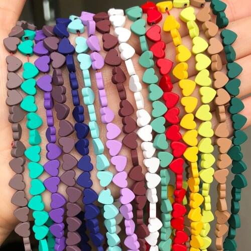 6 8mm Natural Matte Multicolor Hematite Stone Love Heart Rubber Loose Round Beads For Jewelry DIY Making Bracelet Accessories