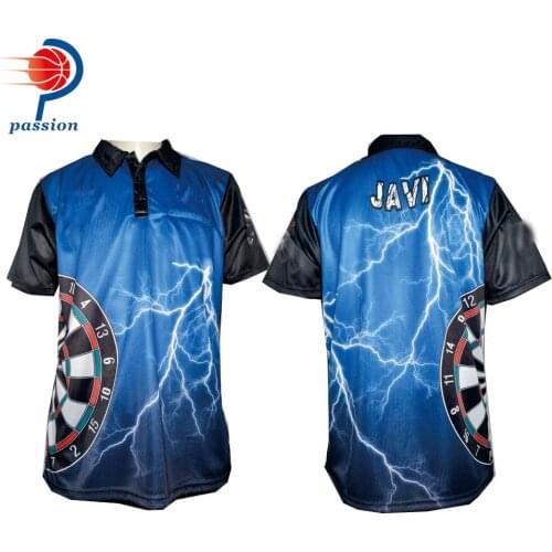 Sublimated new darts mens shirt customizing shooting shirt for adult