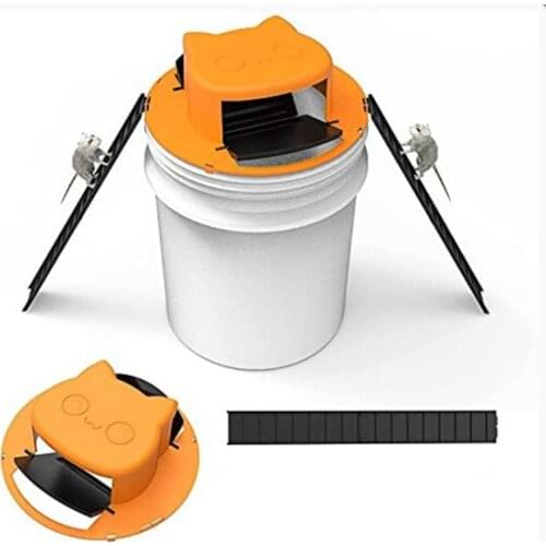 Reusable Cat Head Smart Mouse Rat Trap Plastic Flip N Slide Bucket Lid Door Style Mousetrap Lethal Trap Door Style Multi Catch